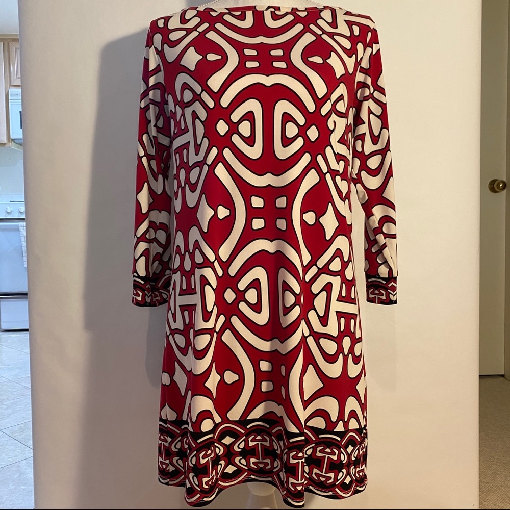 Laundry by Design Red Pattern Jersey Knit Dress